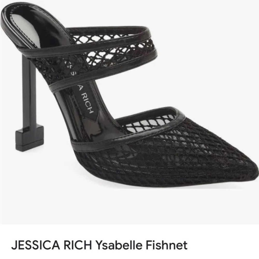 New! Jessica Rich Ysabelle Fishnet Pointed Toe Heels in‎ Black Sz 37 US 6.5